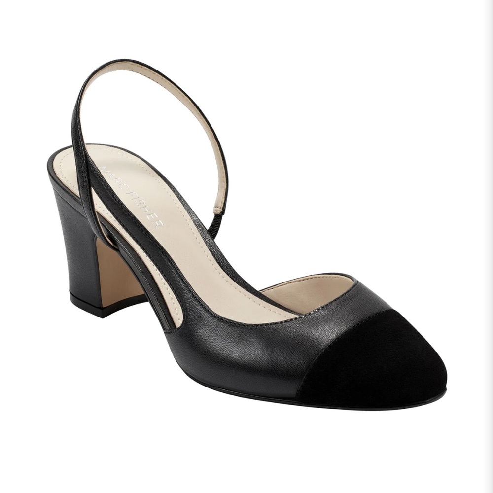Marc Fisher Laynie Two Tone Cap Toe Slingback black